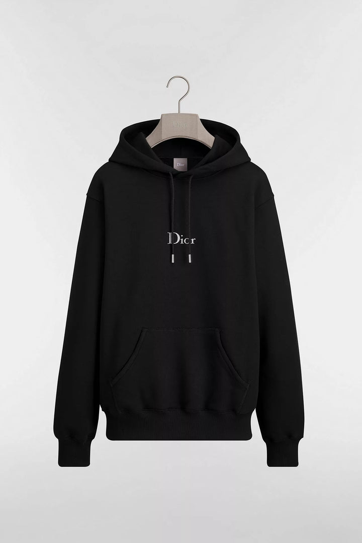 DIOR EMBROIDERY BLACK PRINTED HOODIE
