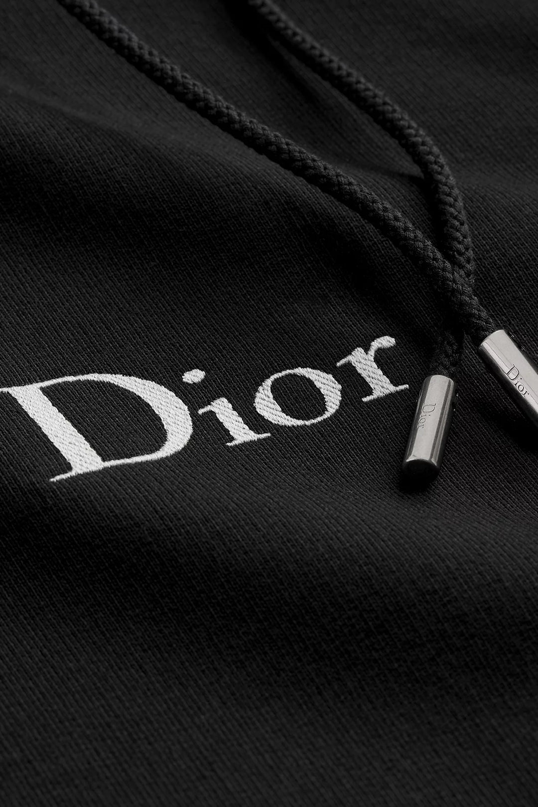 DIOR EMBROIDERY BLACK PRINTED HOODIE