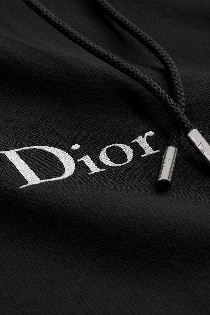 DIOR EMBROIDERY BLACK PRINTED HOODIE