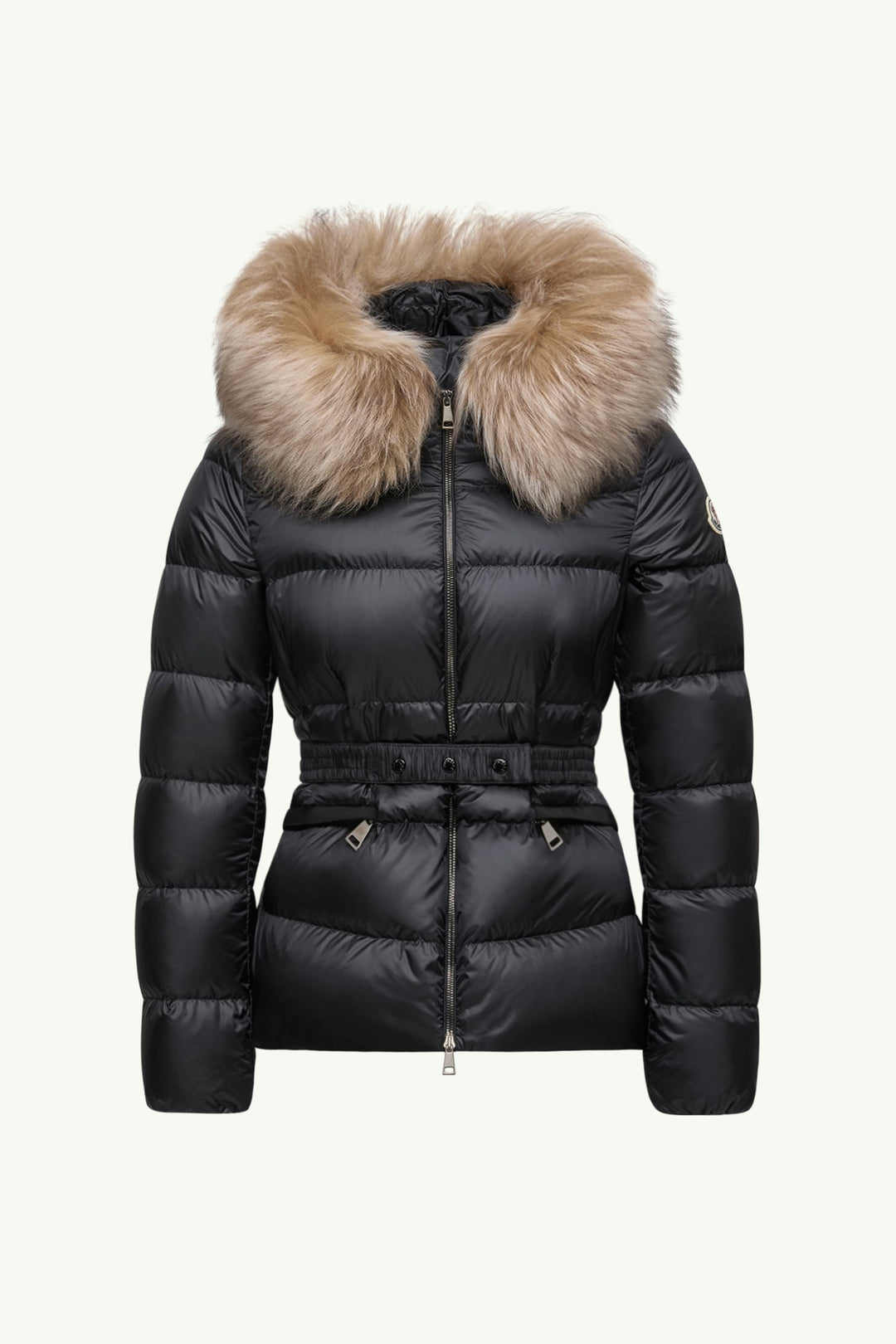 MONCLER BOED HOODED SHEARLING TRIMMED SHORT DOWN JACKET