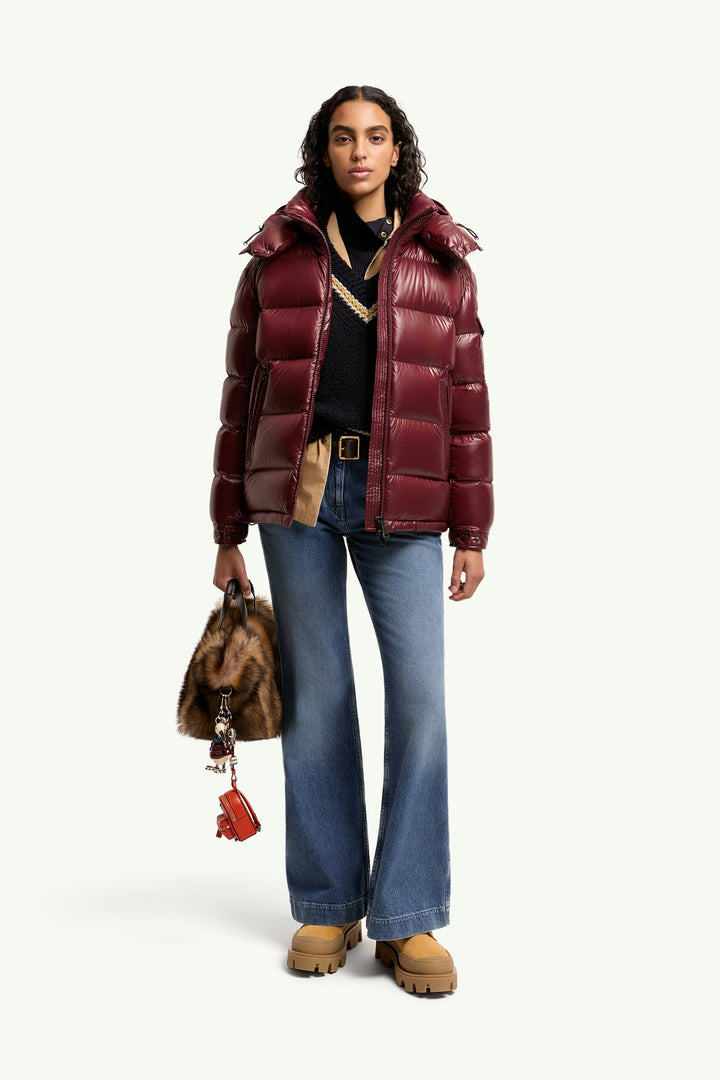 MONCLER MAIRE HOODED DOWN JACKET CHERRY