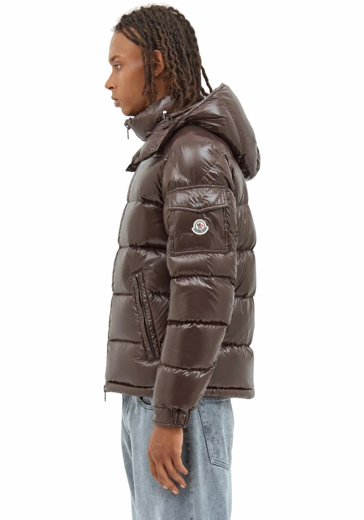 MONCLER MAYA SHORT DOWN JACKET METALLIC BROWN